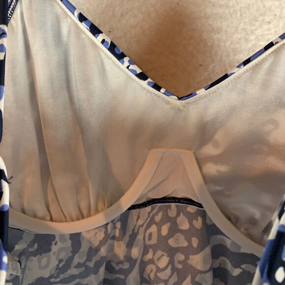 Swim Solutions Womens Navy V-Neck Animal Print Underwire Tankini Top Size 18 NWT - Picture 5 of 8